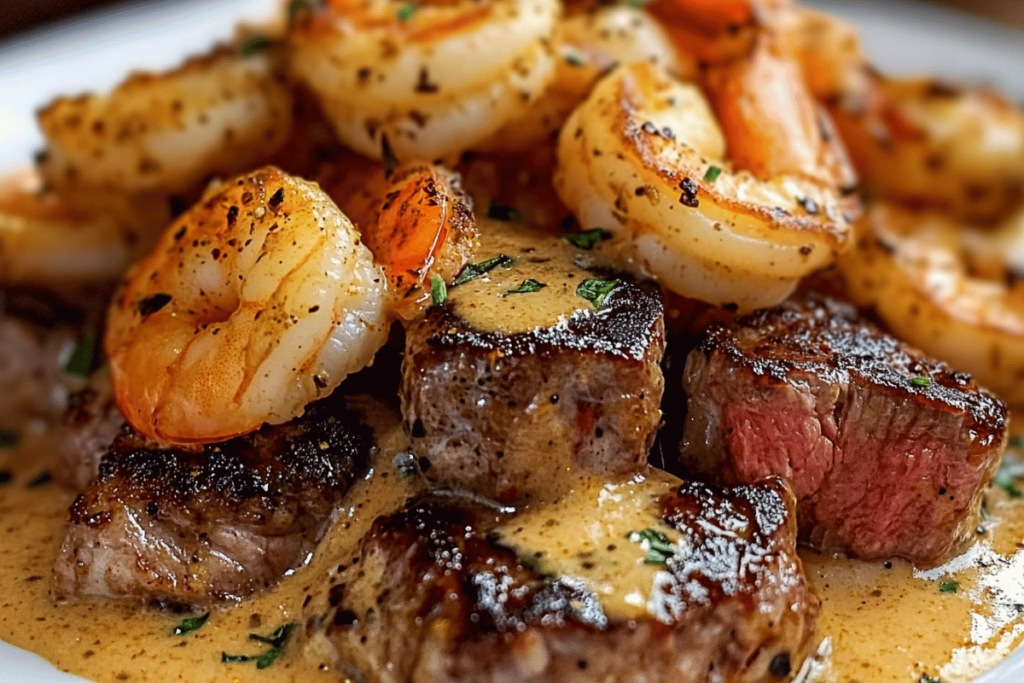 Steak and shrimp recipe Cajun surf and turf Creamy Cajun shrimp and steak