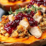 Stuffed sweet potatoes with turkey, Turkey stuffed sweet potatoes, Holiday stuffed sweet potatoes