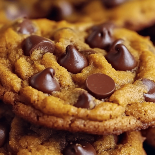 Soft and chewy pumpkin chocolate chip cookies with gooey chocolate chips and a golden-brown exterior.